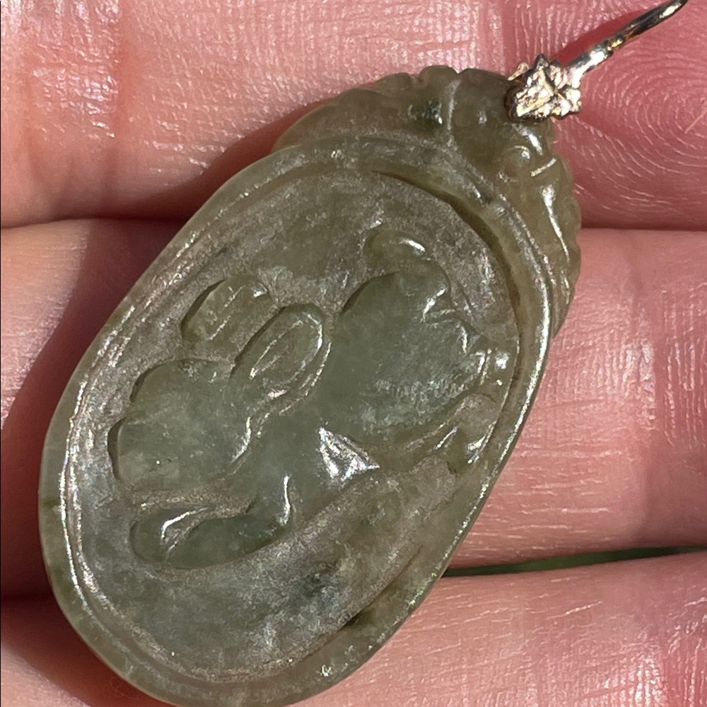 Natural carved rabbit Jade Pendant Necklace